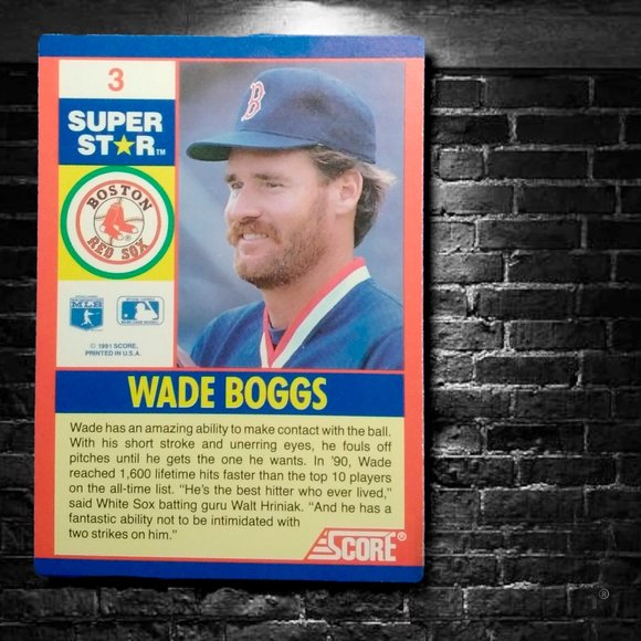 BASEBALL CARD  WADE BOGGS  # 3 SUPER STAR MLB - Picture 2 of 2